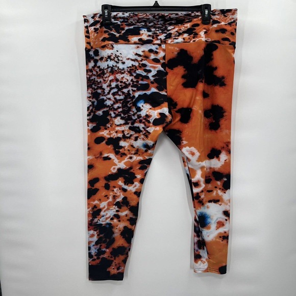 Agstract Apparel Leggings Womens 3X Orange Tie Dye Athletic Stretch Capri Fitted - Picture 5 of 8